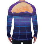 8-Bit Pixel Digital Landscape Print Men's Long Sleeve T-Shirt