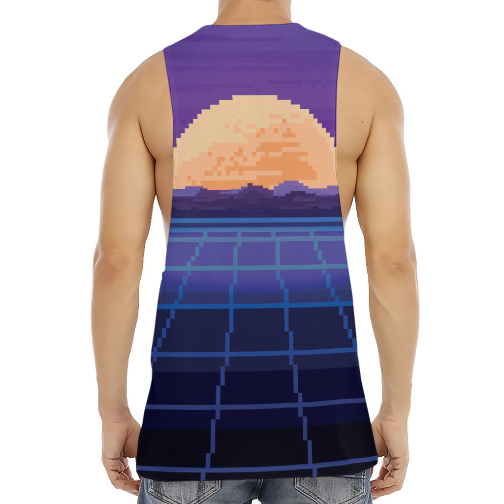 8-Bit Pixel Digital Landscape Print Men's Muscle Tank Top