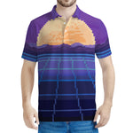 8-Bit Pixel Digital Landscape Print Men's Polo Shirt