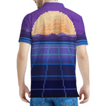 8-Bit Pixel Digital Landscape Print Men's Polo Shirt