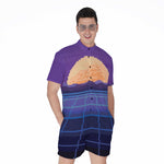 8-Bit Pixel Digital Landscape Print Men's Rompers