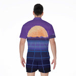 8-Bit Pixel Digital Landscape Print Men's Rompers