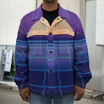 8-Bit Pixel Digital Landscape Print Men's Shirt Jacket