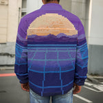 8-Bit Pixel Digital Landscape Print Men's Shirt Jacket