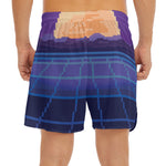 8-Bit Pixel Digital Landscape Print Men's Split Running Shorts