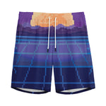 8-Bit Pixel Digital Landscape Print Men's Sports Shorts