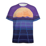 8-Bit Pixel Digital Landscape Print Men's Sports T-Shirt