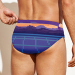 8-Bit Pixel Digital Landscape Print Men's Swim Briefs