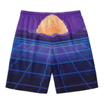 8-Bit Pixel Digital Landscape Print Men's Swim Trunks