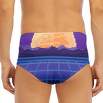 8-Bit Pixel Digital Landscape Print Men's Triangle Swim Briefs