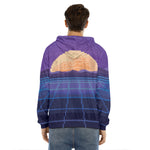 8-Bit Pixel Digital Landscape Print Men's Velvet Pullover Hoodie