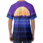 8-Bit Pixel Digital Landscape Print Men's Velvet T-Shirt