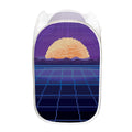 8-Bit Pixel Digital Landscape Print Mesh Laundry Hamper