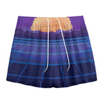 8-Bit Pixel Digital Landscape Print Mesh Shorts