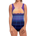 8-Bit Pixel Digital Landscape Print One Piece Swimsuit