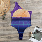 8-Bit Pixel Digital Landscape Print One Shoulder Bodysuit