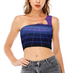 8-Bit Pixel Digital Landscape Print One Shoulder Crop Top