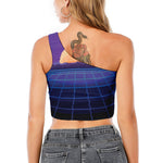 8-Bit Pixel Digital Landscape Print One Shoulder Crop Top
