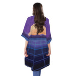 8-Bit Pixel Digital Landscape Print Open Front Beach Cover Up