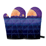 8-Bit Pixel Digital Landscape Print Oven Mitts