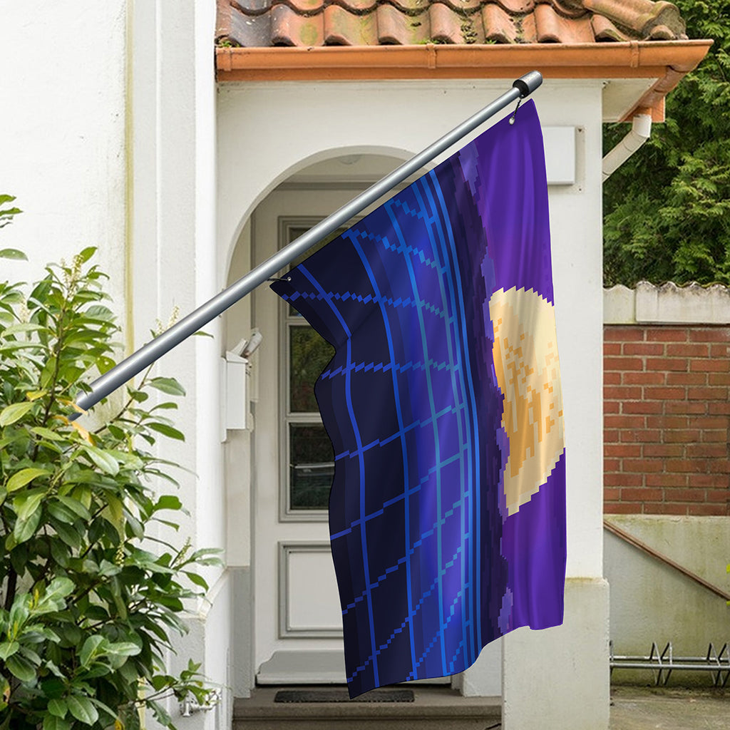 8-Bit Pixel Digital Landscape Print Polyester Flag