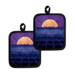 8-Bit Pixel Digital Landscape Print Pot Holders