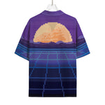 8-Bit Pixel Digital Landscape Print Rayon Hawaiian Shirt