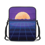 8-Bit Pixel Digital Landscape Print Rectangular Crossbody Bag