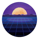 8-Bit Pixel Digital Landscape Print Round Blanket