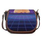8-Bit Pixel Digital Landscape Print Saddle Bag