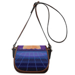 8-Bit Pixel Digital Landscape Print Saddle Bag