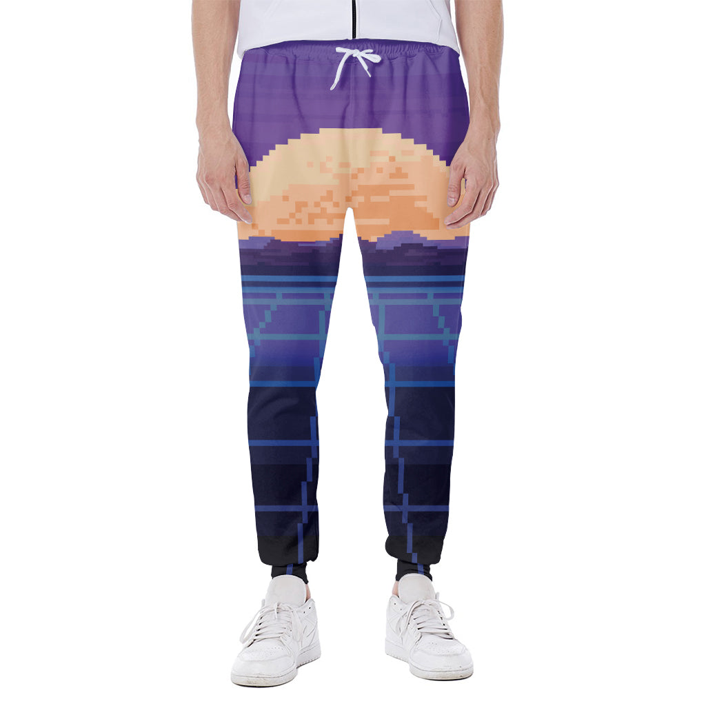 8-Bit Pixel Digital Landscape Print Scuba Joggers