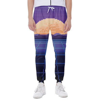 8-Bit Pixel Digital Landscape Print Scuba Joggers