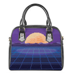 8-Bit Pixel Digital Landscape Print Shoulder Handbag