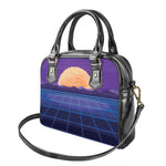 8-Bit Pixel Digital Landscape Print Shoulder Handbag