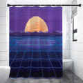 8-Bit Pixel Digital Landscape Print Shower Curtain