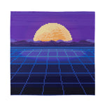 8-Bit Pixel Digital Landscape Print Silk Bandana