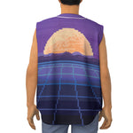 8-Bit Pixel Digital Landscape Print Sleeveless Baseball Jersey