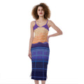 8-Bit Pixel Digital Landscape Print Slim Fit Midi Cami Dress