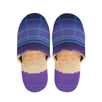 8-Bit Pixel Digital Landscape Print Slippers