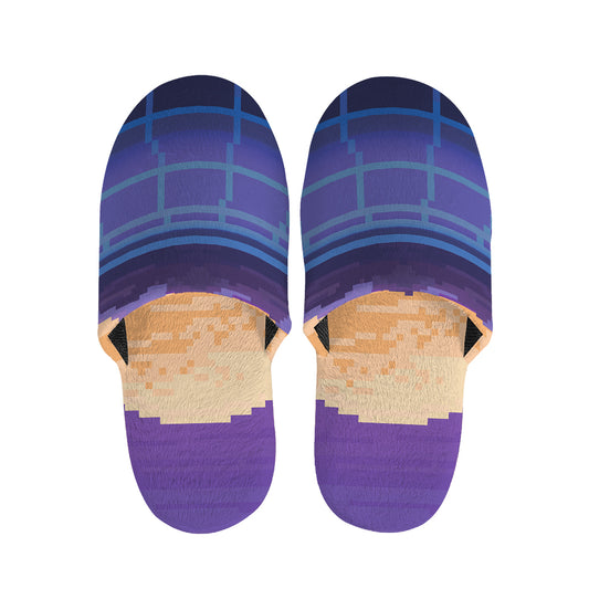 8-Bit Pixel Digital Landscape Print Slippers