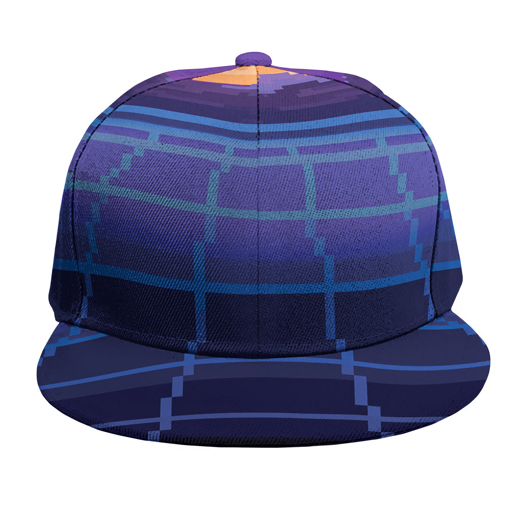 8-Bit Pixel Digital Landscape Print Snapback Cap