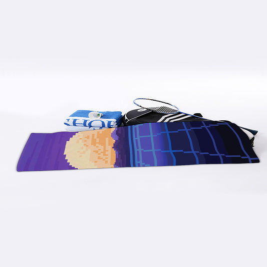 8-Bit Pixel Digital Landscape Print Sports Towel