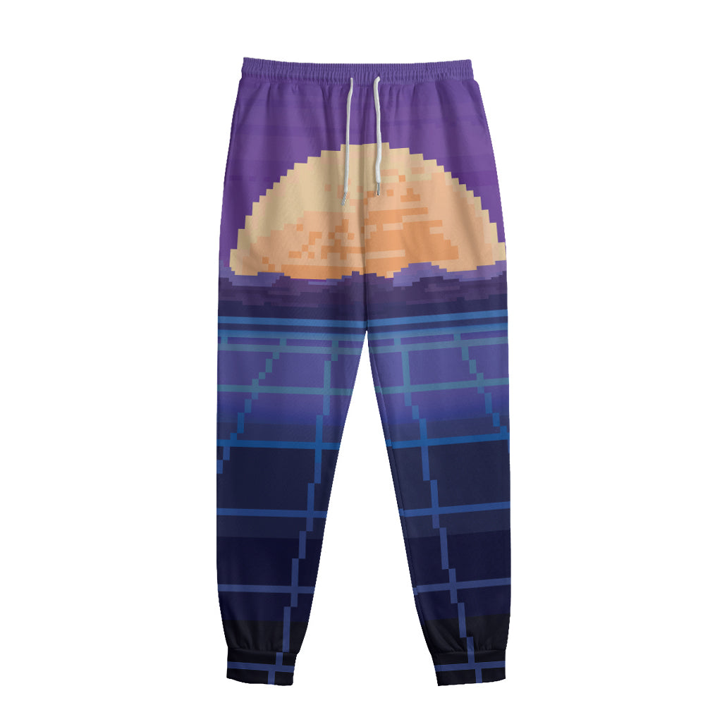 8-Bit Pixel Digital Landscape Print Sweatpants