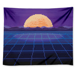 8-Bit Pixel Digital Landscape Print Tapestry