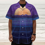 8-Bit Pixel Digital Landscape Print Textured Short Sleeve Shirt