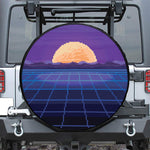 8-Bit Pixel Digital Landscape Print Tire Cover