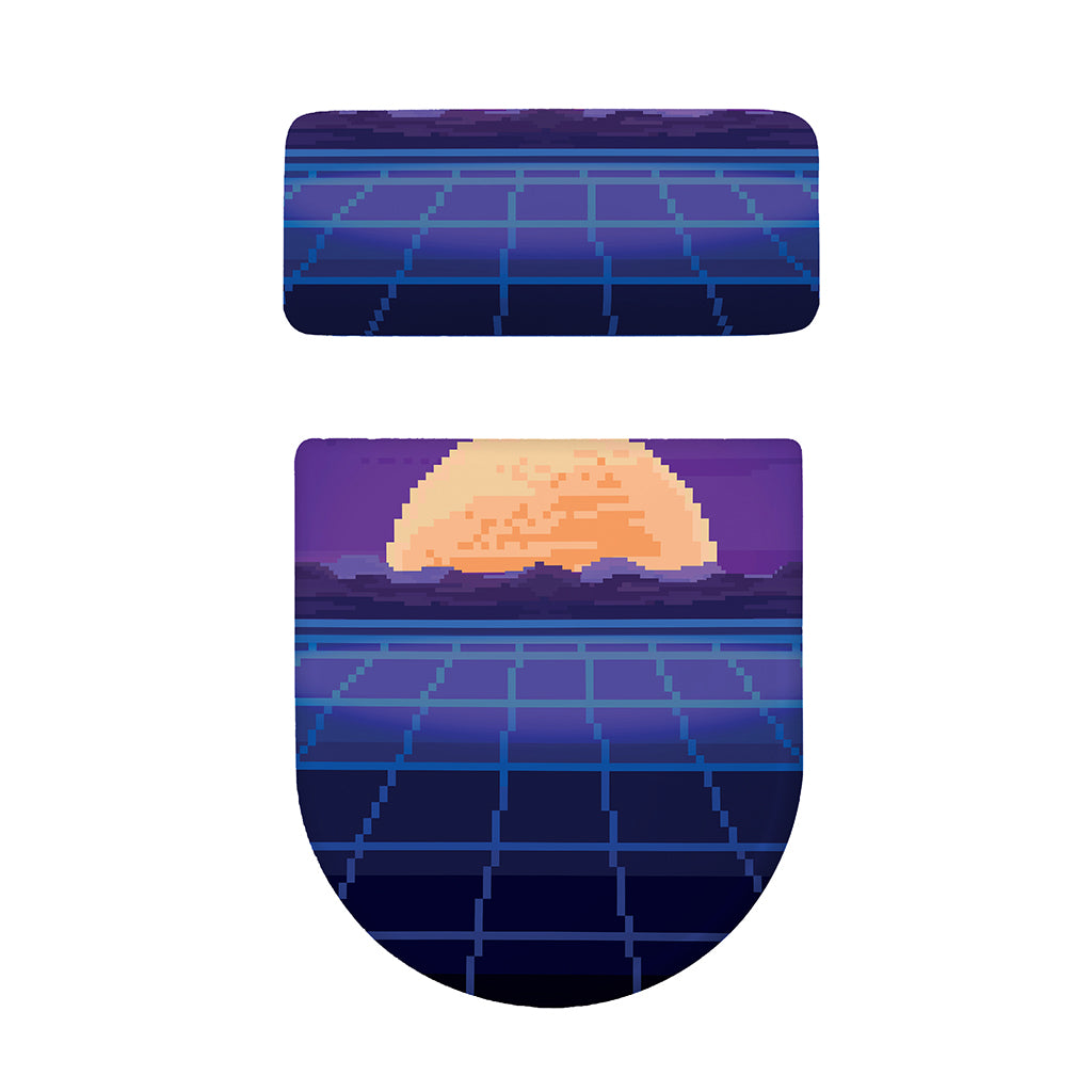 8-Bit Pixel Digital Landscape Print Toilet Lid And Tank Cover Set