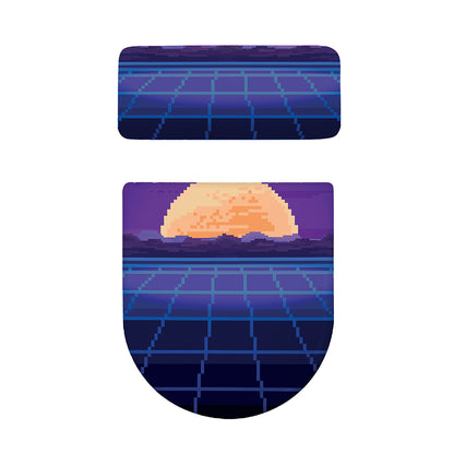 8-Bit Pixel Digital Landscape Print Toilet Lid And Tank Cover Set
