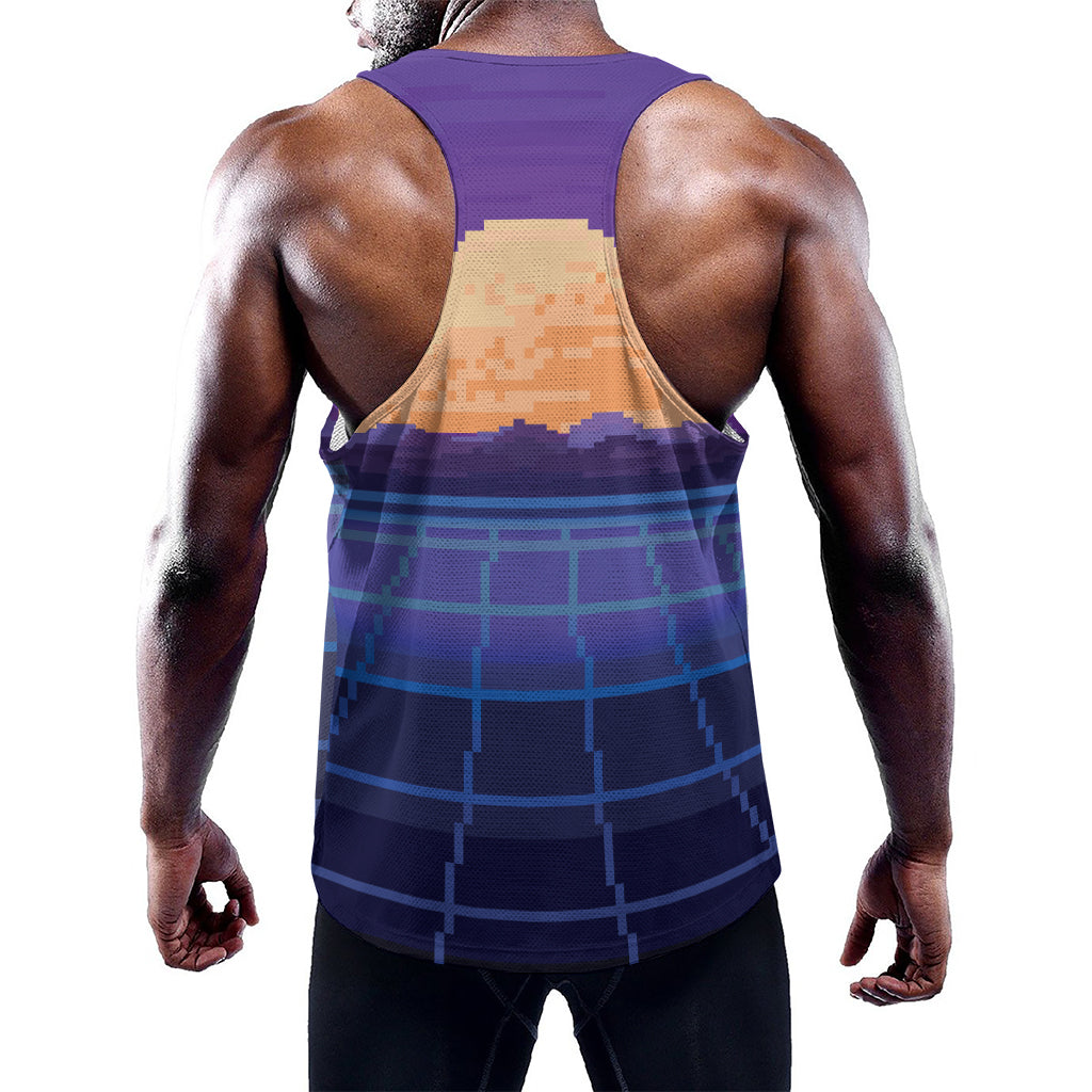 8-Bit Pixel Digital Landscape Print Training Tank Top